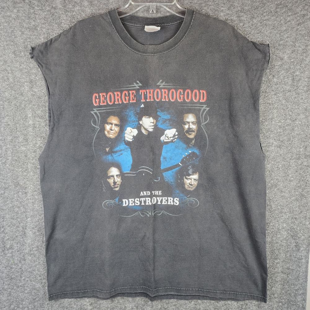 Hanes Sleeveless Shirt Mens 2XL Tour 2K2 Black George Thorogood Destroyers GOOD
